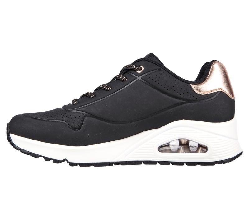 Women's Wide Fit Skechers Uno 155196W Shimmer Away Trainers - Black