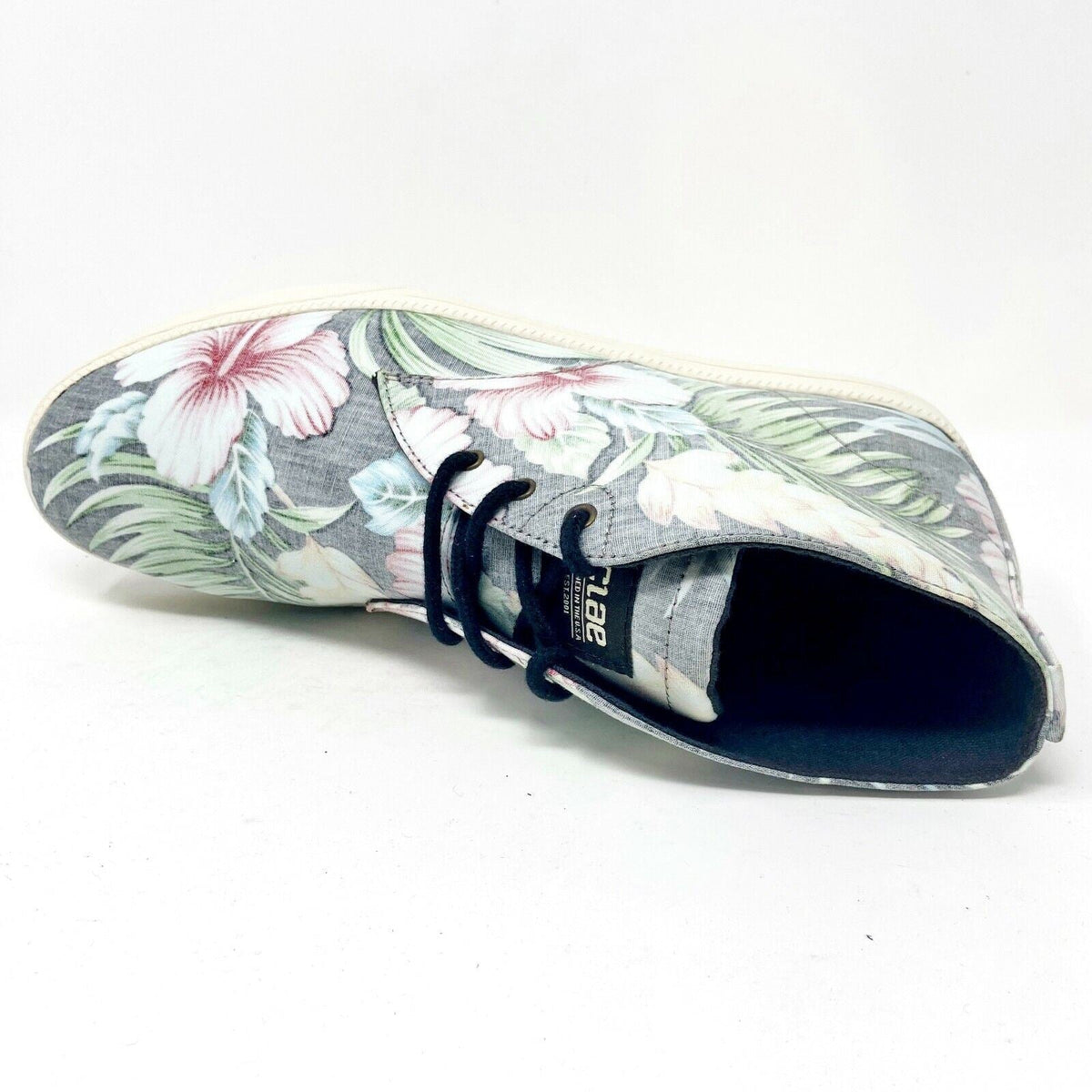 Clae Strayhorn Textile Black Floral Hawaiian Canvas Mens Casual Sneakers