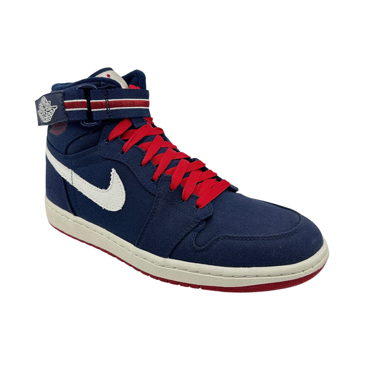Jordan 1 High Strap Midnight Navy Varsity Red Mens Athletic Olympic Sneaker