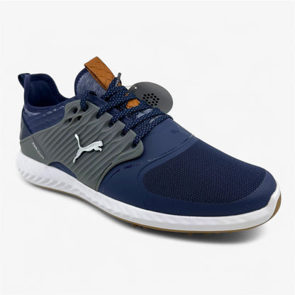 PUMA Ignite Pwradapt Caged Peacoat Silver Shade Mens Wide Waterproof Golf Shoes