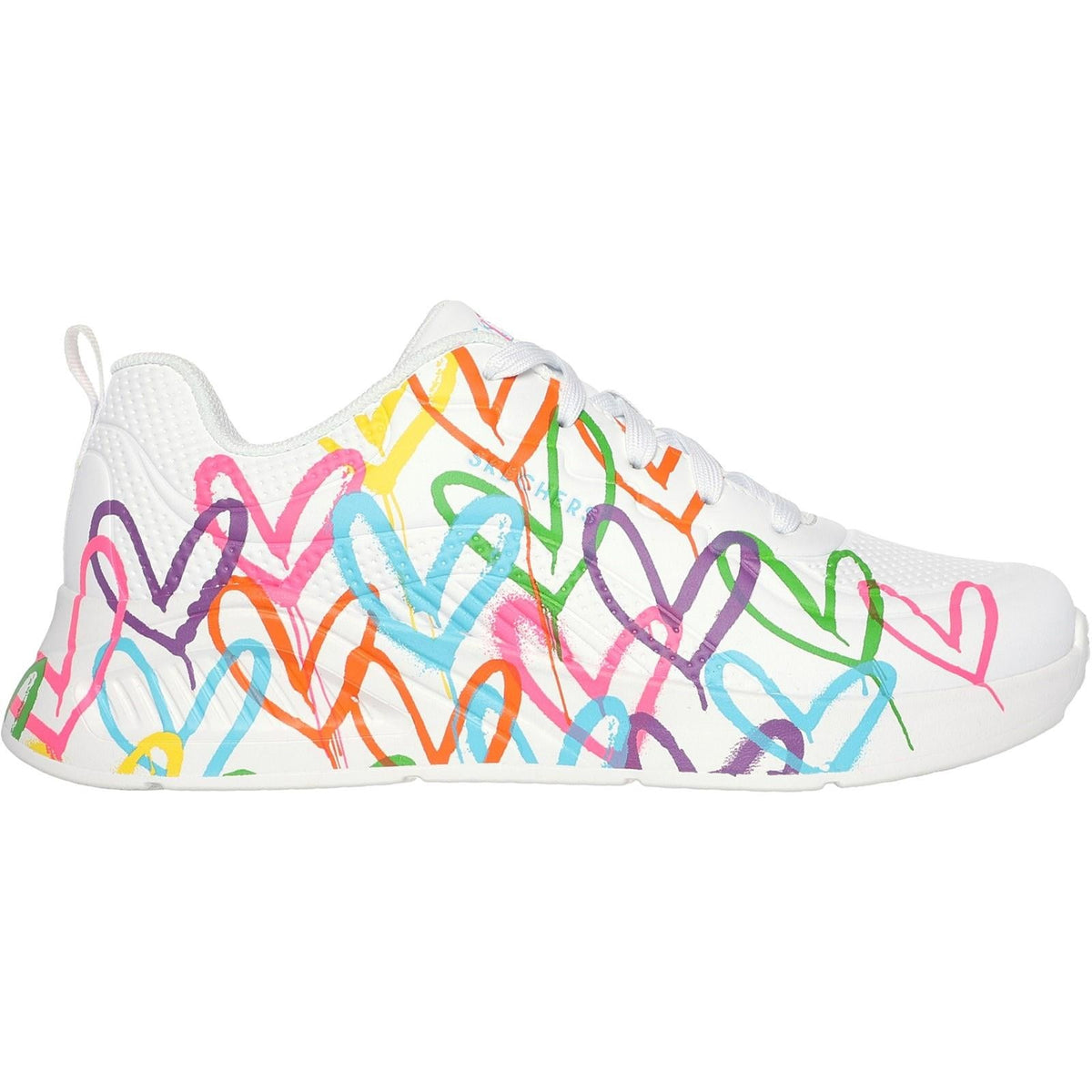 Women's Wide Fit Skechers 177977 Uno Lite Heart Of Hearts Trainers