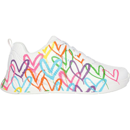 Women's Wide Fit Skechers 177977 Uno Lite Heart Of Hearts Trainers