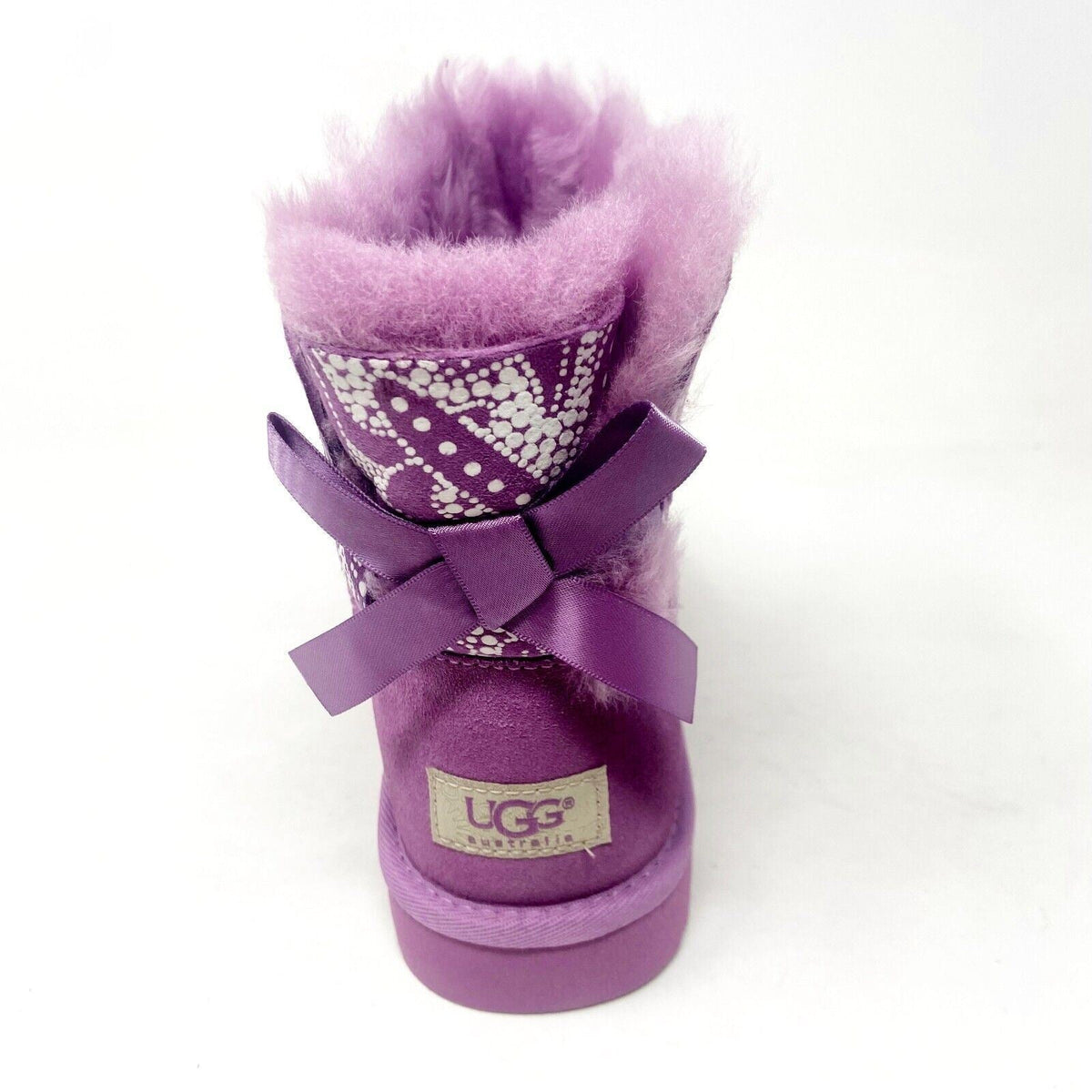UGG Mini Bailey Bow Starfish Purple Kids Girls Sheepskin Booties 1006675Y