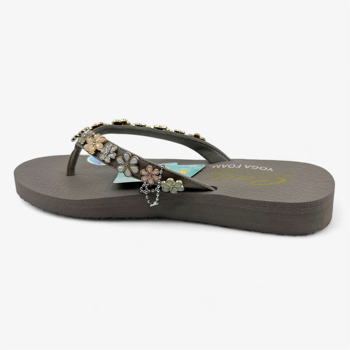 Skechers Meditation Daisy Crush Taupe Multicolor Womens Sandal Thong