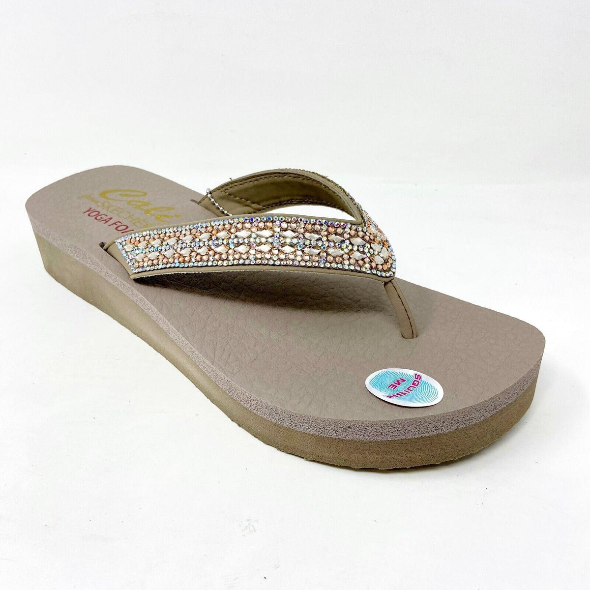 Skechers Vinyasa Glory Day Taupe Womens Flip Flop Comfort Sandals