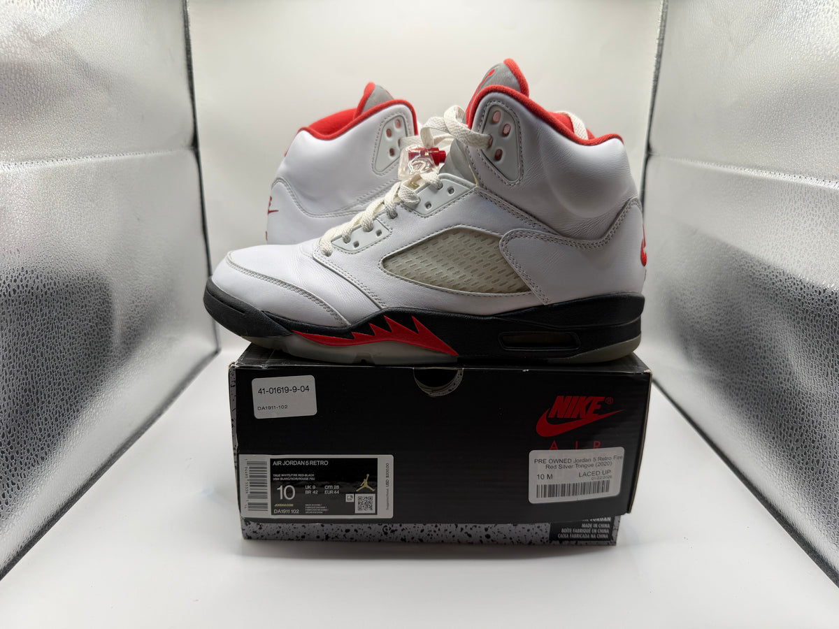 PRE OWNED Jordan 5 Retro Fire Red Silver Tongue (2020)