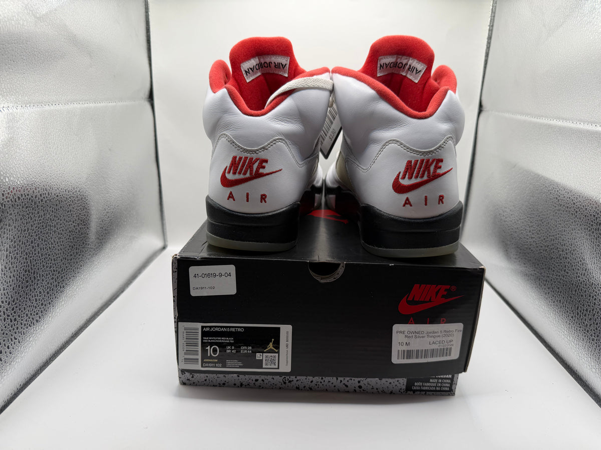 PRE OWNED Jordan 5 Retro Fire Red Silver Tongue (2020)