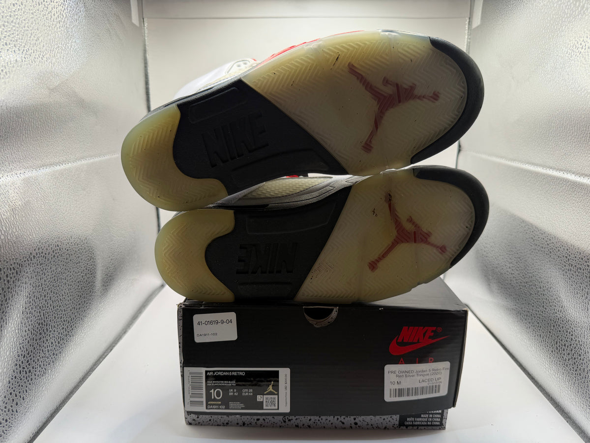 PRE OWNED Jordan 5 Retro Fire Red Silver Tongue (2020)
