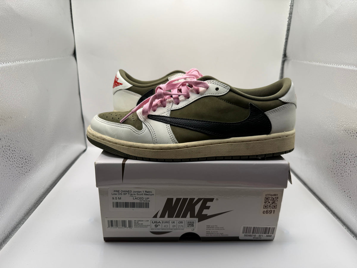 PRE OWNED Jordan 1 Retro Low OG SP Travis Scott Medium Olive