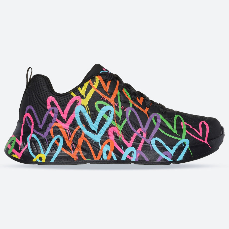 Women's Wide Fit Skechers 177977 Uno Lite Heart Of Hearts Trainers