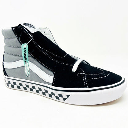 Vans Comfycush Sk8 Hi (Tape Mix) Black Frost Gray Womens Casual Sneakers