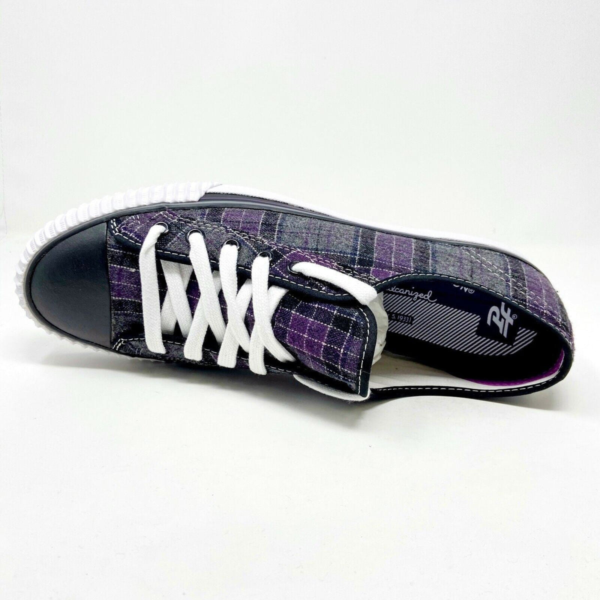 PF Flyer Center Lo Reiss Gray Purple Mens Retro Casual Sneakers PM11CL4A