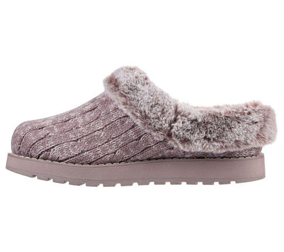 Womens Wide Fit Skechers Keepsakes Ice Angel Mule Slippers - Mauve