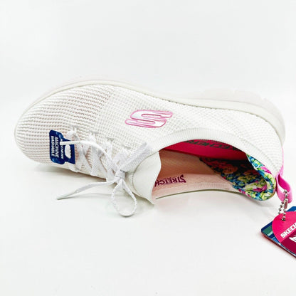 Skechers Summits Merry Garden White Womens Wide Athletic Slip In Shoes