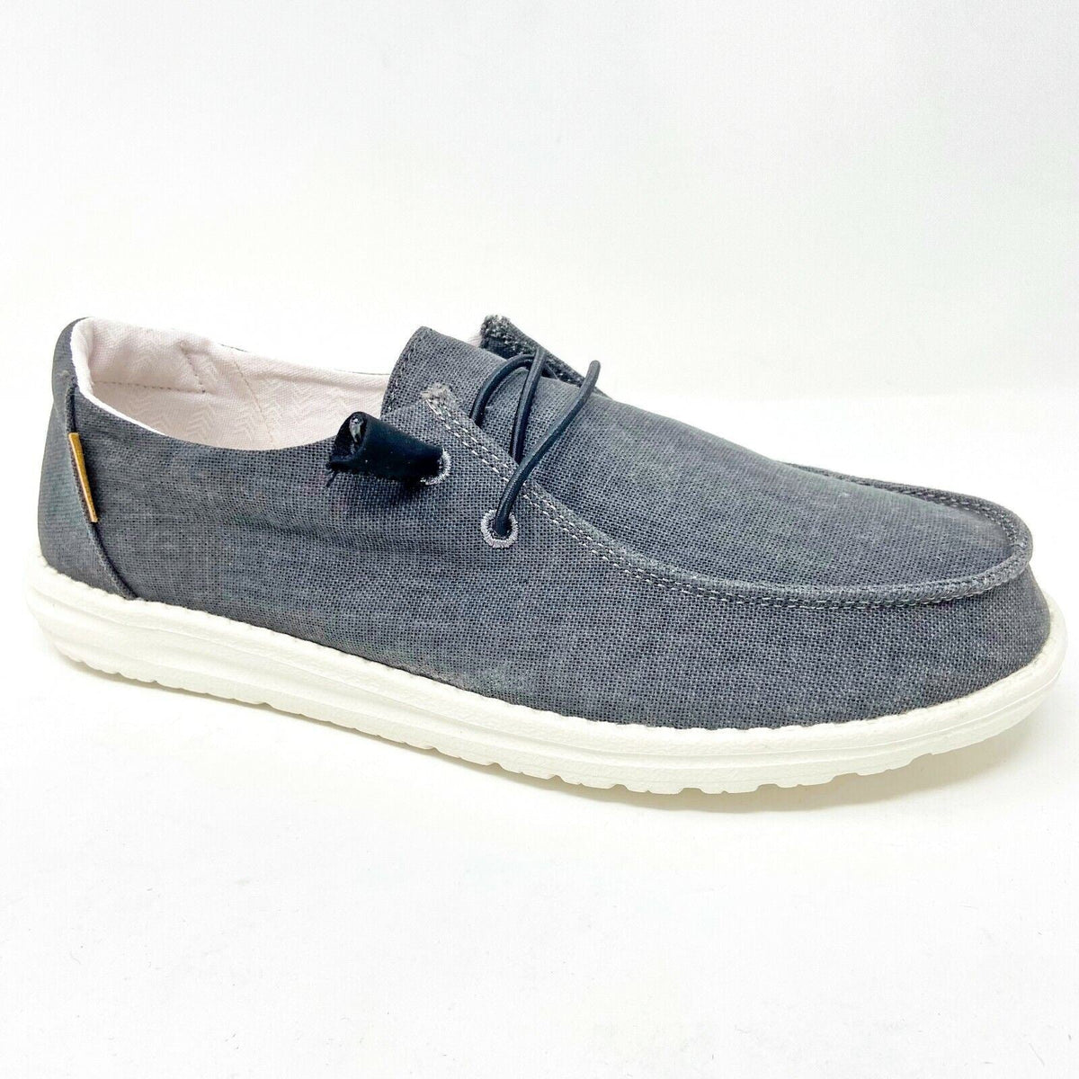 Hey Dude Womens Wendy Chambray Off Black Slip On Comfort Shoes