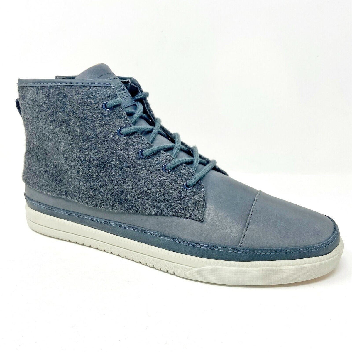 Clae Chambers Charcoal Leather Wool Mens Size 9.5 Premium Mid Casual Sneakers