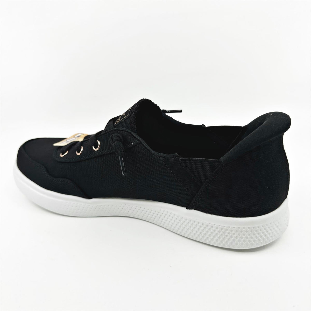 Skechers Bobs Skipper Keep It Sweet Black Womens  Slip On Sneakers