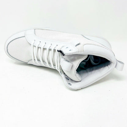 Clae Russell 07 White Tumbled Leather Mesh Mens Casual Sneakers
