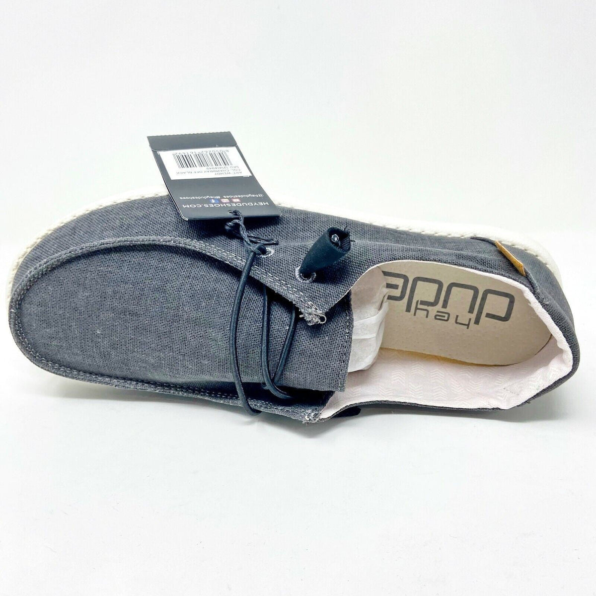 Hey Dude Womens Wendy Chambray Off Black Slip On Comfort Shoes
