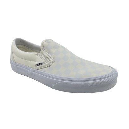 VANS Classic Slip On Checkerboard True White Womens Athletic Sneaker