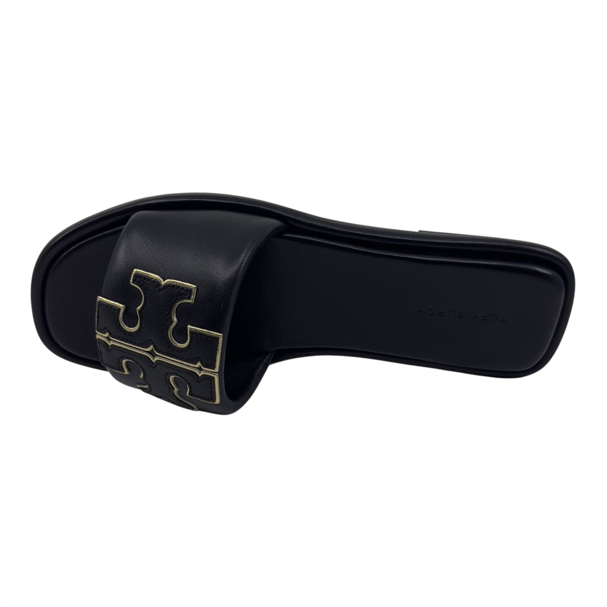 Tory Burch Double T Sport Slide Perfect Black Womens Nappa Leather Slide