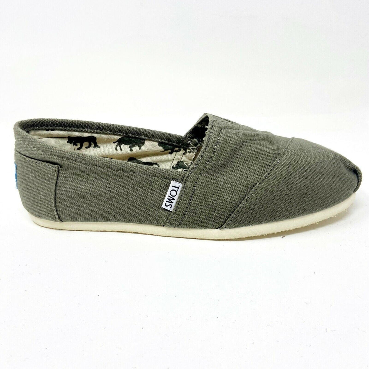 Toms Classics Olive Canvas Womens Size 5 Slip On Casual Canvas Flat Shoes