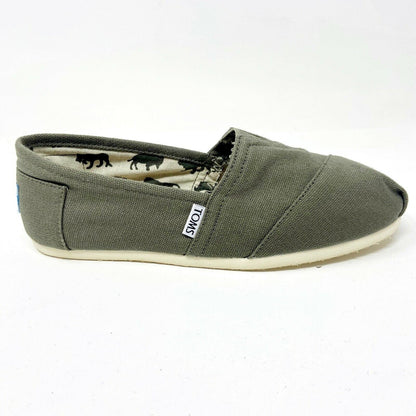 Toms Classics Olive Canvas Womens Size 5 Slip On Casual Canvas Flat Shoes