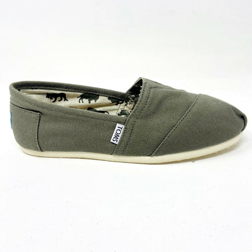 Toms Classics Olive Canvas Womens Size 5 Slip On Casual Canvas Flat Shoes