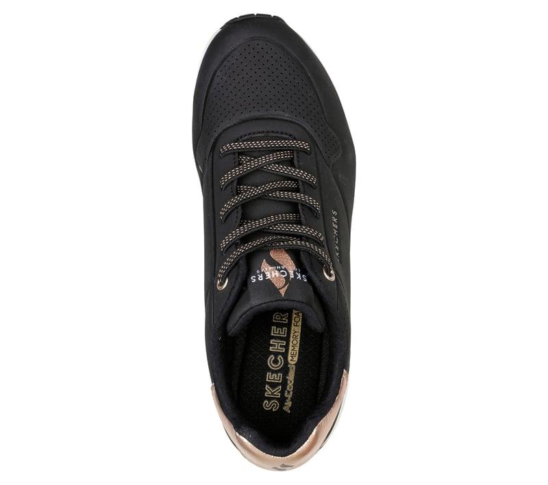 Women's Wide Fit Skechers Uno 155196W Shimmer Away Trainers - Black