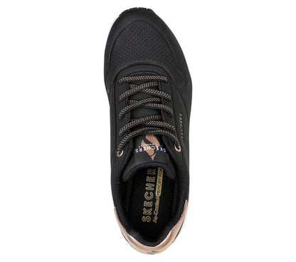 Women's Wide Fit Skechers Uno 155196W Shimmer Away Trainers - Black