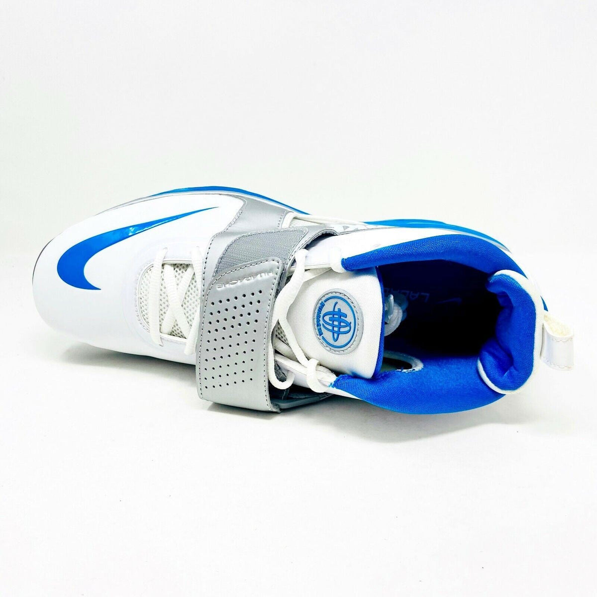 Nike Huarache Turf LAX Lacrosse White Blue Mens Size 8 Football Shoes 554869 140