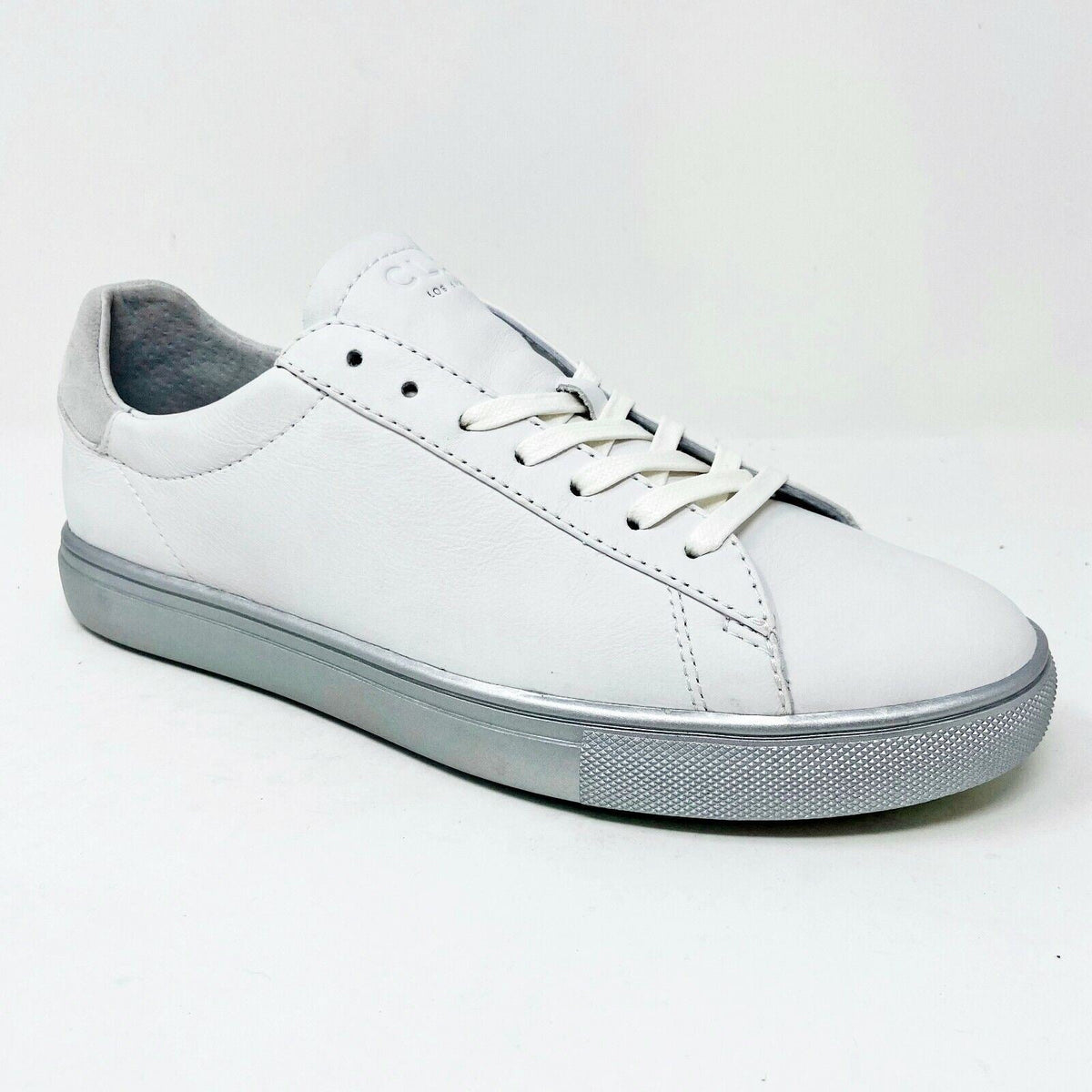 Clae Bradley White Silver Mens Premium Casual Sneakers