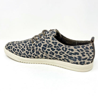 Clae Ellington Textile Umber Leopard Print Canvas Mens Casual Shoes Sneakers