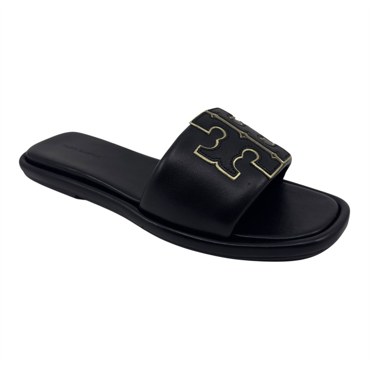 Tory Burch Double T Sport Slide Perfect Black Womens Nappa Leather Slide