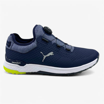 PUMA Proadapt Alphacat Disc Peacoat Silver Yellow Mens Waterproof Golf Shoes