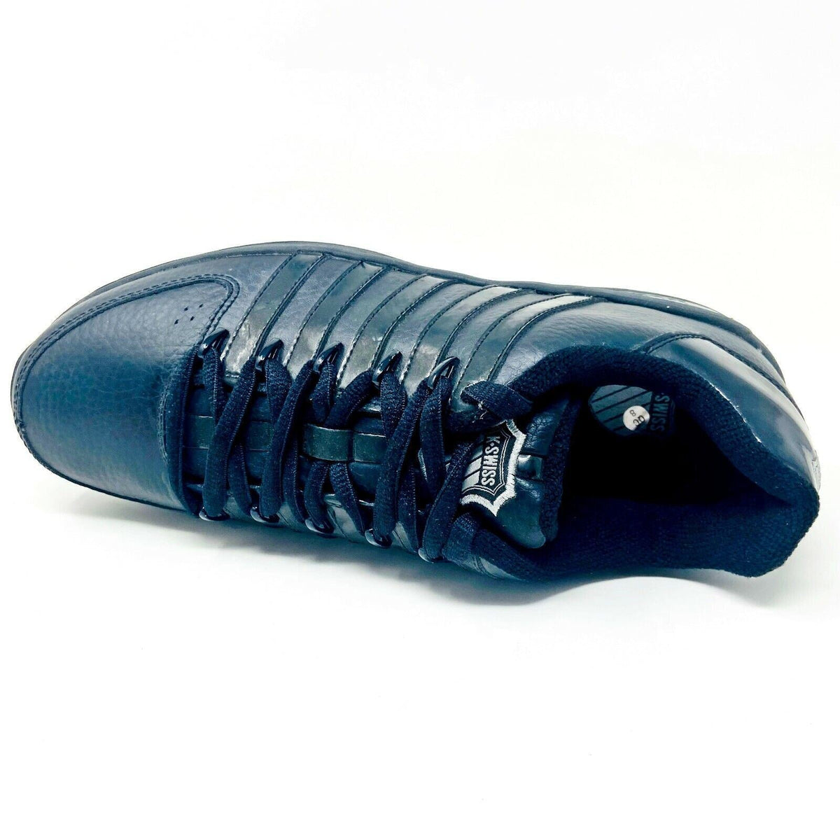K-Swiss Ruttger Black Grey Mens Leather Casual Sneakers 02024006