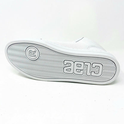 Clae Russell 07 White Tumbled Leather Mesh Mens Casual Sneakers