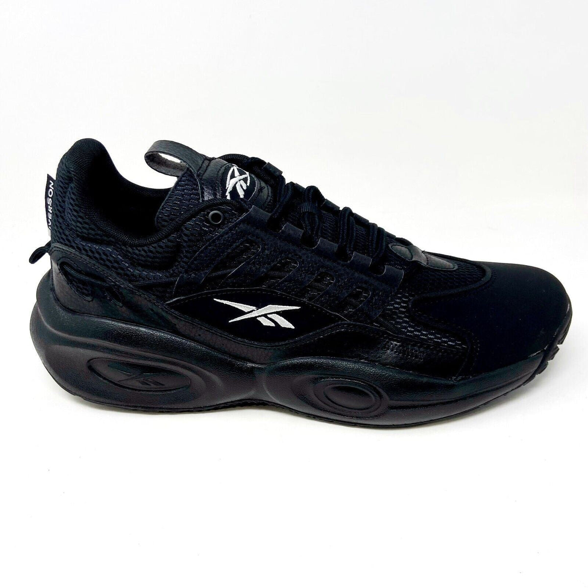 Reebok Solution Mid Black Silver Allen Iverson Mens Basketball Shoes Sneakers