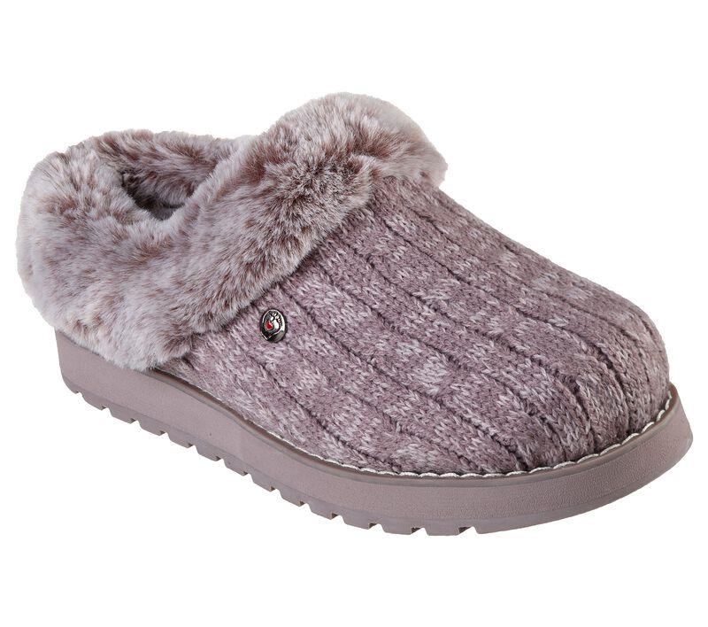 Womens Wide Fit Skechers Keepsakes Ice Angel Mule Slippers - Mauve