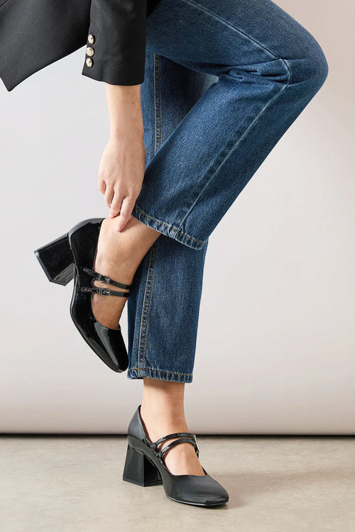 Women's Wide Fit Good For The Sole Dawn Faux Double Mary Jane Court Shoes