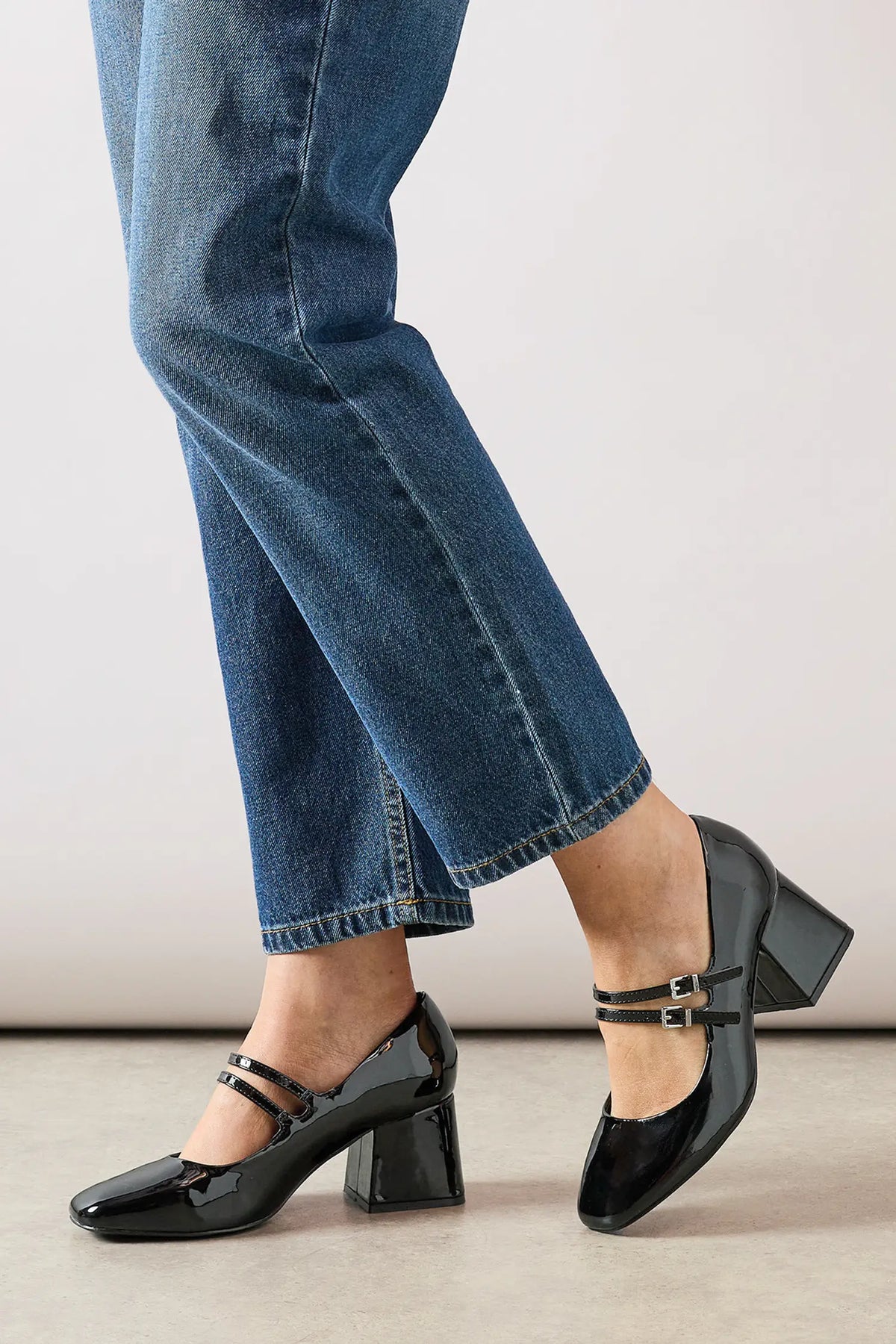 Women's Wide Fit Good For The Sole Dawn Faux Double Mary Jane Court Shoes