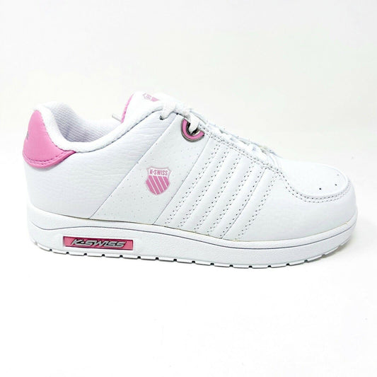 K-Swiss Wolert White Bubble Gum Pink Girls Kids Casual Shoes Sneakers 51376136