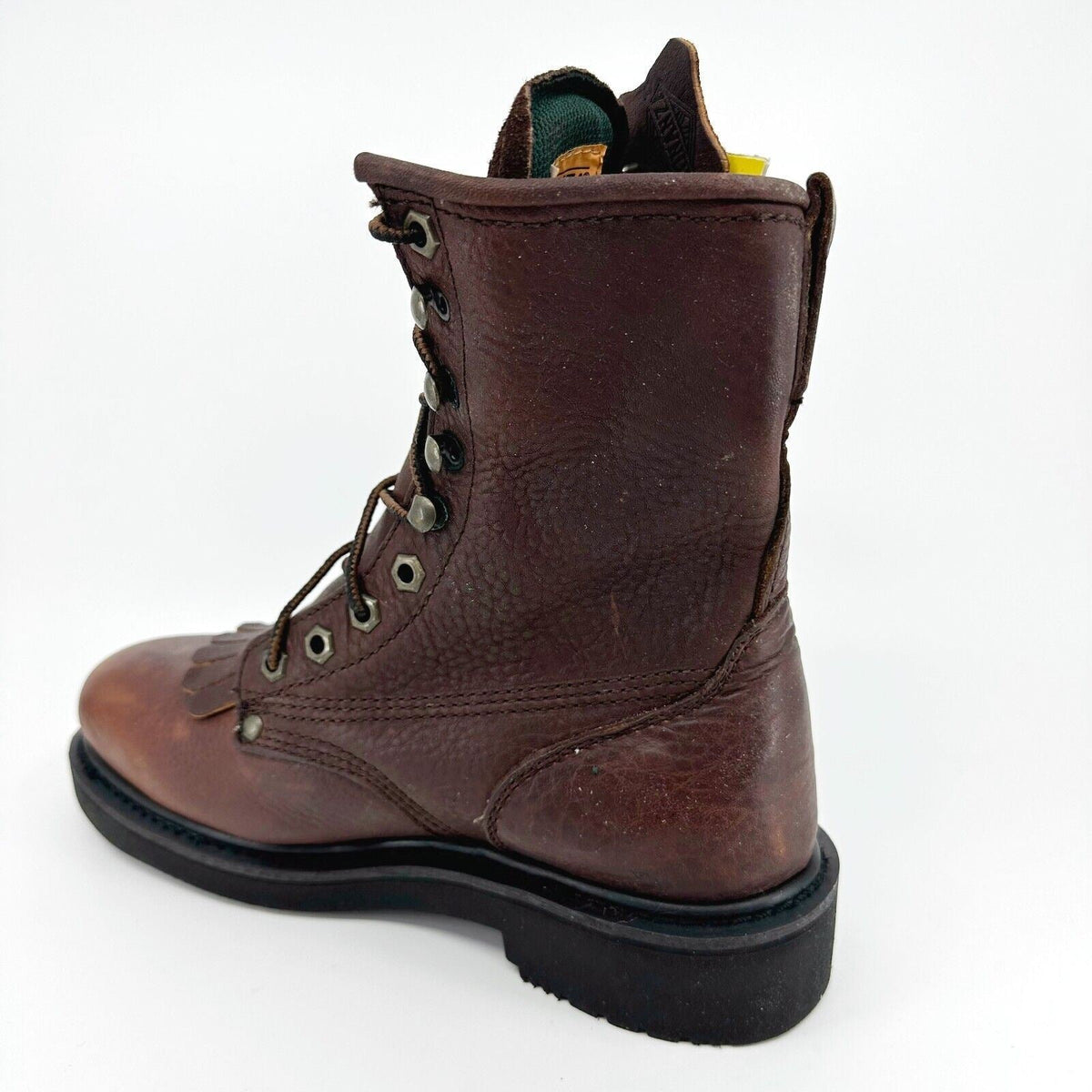 Bonanza 8" Kiltie Lacer Brown Oiled Leather Mens Steel Toe Work Boots BAT817
