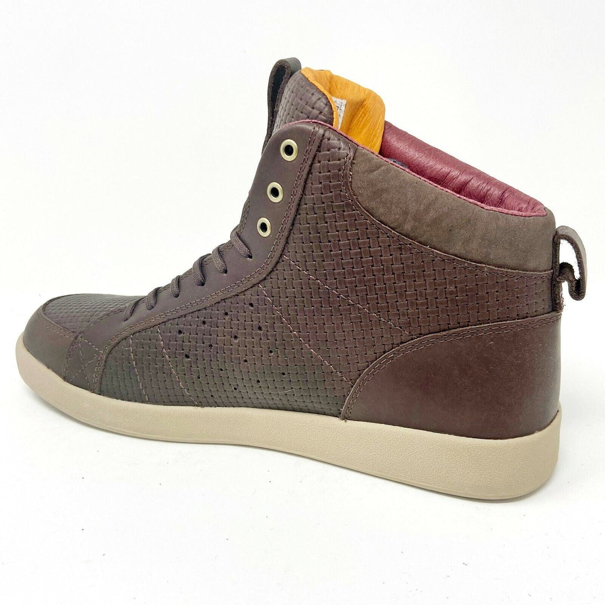 Clae Russell Chocolate Embossed Leather Mens Premium Casual Shoes