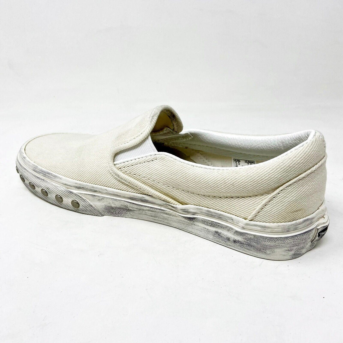 Vans Classic Slip On (Overwashed) White Womens Studded Casual Shoes