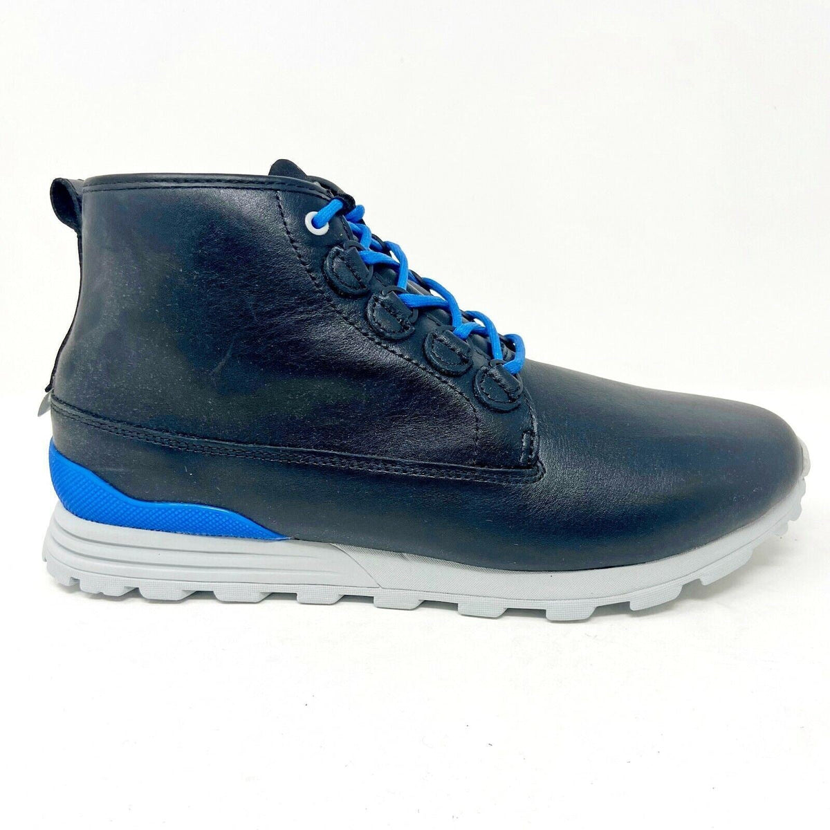 Clae Starks Black Leather Mens Premium Mid Comfort Casual Shoes Sneakers