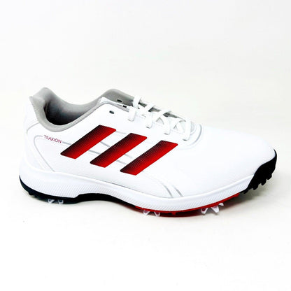 Adidas Traxion Lite Max White Black Red Mens Wide Waterproof Golf Shoes GV9674