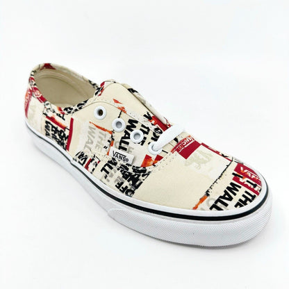 Vans Authentic Packing Tape Off White Red Black Womens Size 8 Casual Shoes