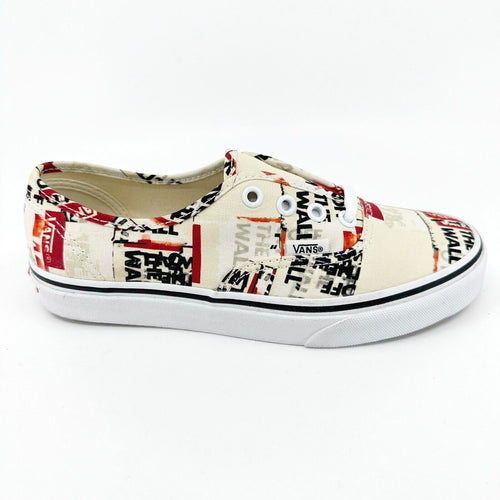 Vans Authentic Packing Tape Off White Red Black Womens Size 8 Casual Shoes