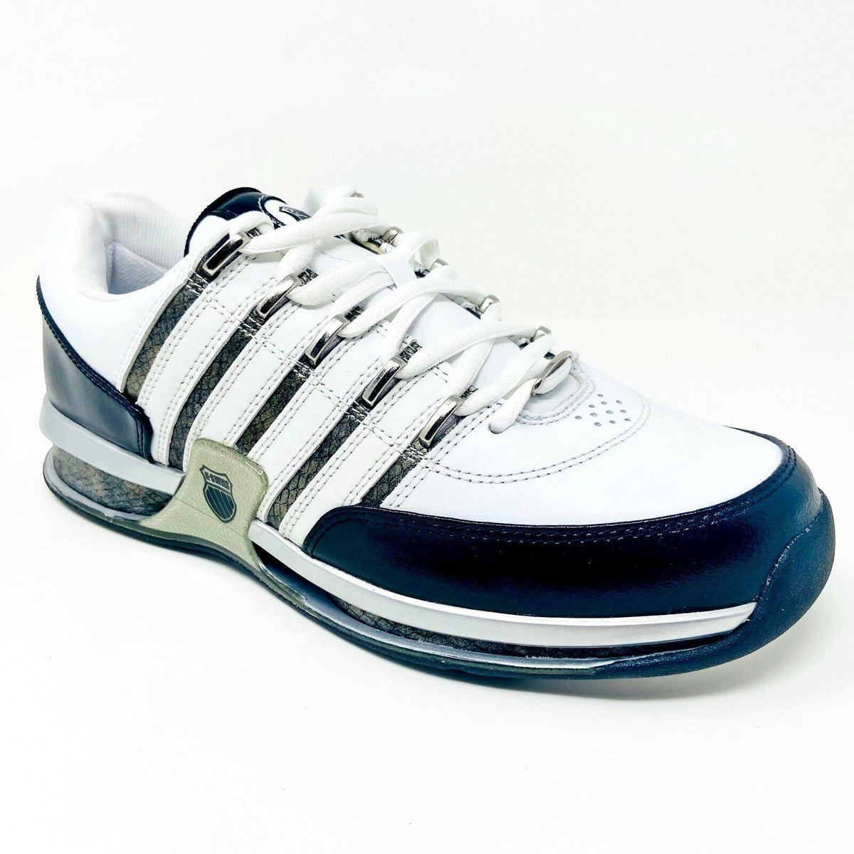 K-Swiss Appian White Black Platinum Mens Size 8 Casual Sneakers 01362179